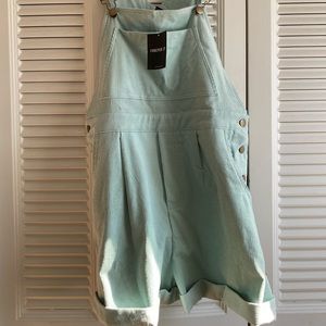 Forever 21 short overalls mint green corduroy, brand new with tags never worn